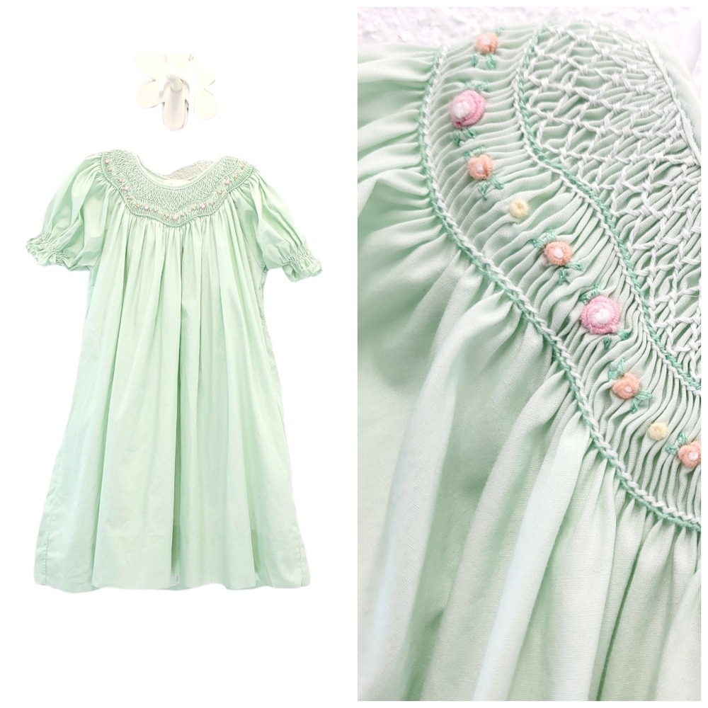 Petit Ami Mint Green Smocked Dress